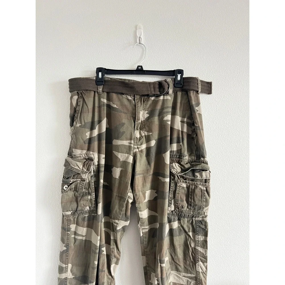 Y2K Iron Co. Green Camo Cargo Pants 38/30 Gorpcore Utility Skater Streetwear
